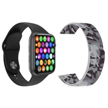 Imagem de Kit Smartwatch Iwo8 Lite Plus Preto + Pulseira Camuflada