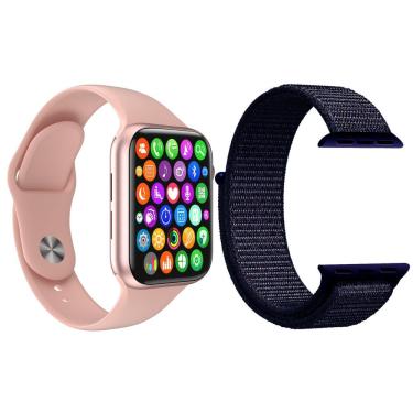 Imagem de Kit Smartwatch Iwo8 Lite Plus Rosa + Pulseira Azul