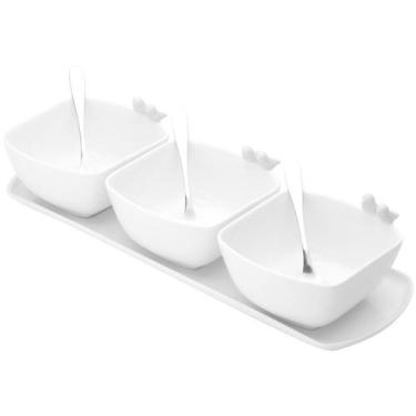 Imagem de Petisqueira de Porcelana com Bandeja e 3 Colheres 3 Peças Wolff Gourme