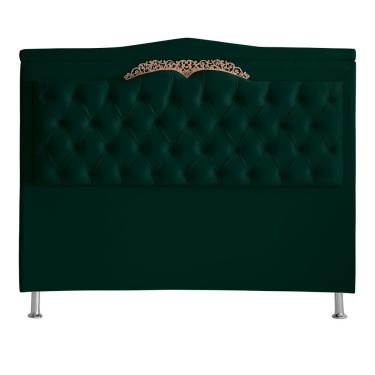 Imagem de Cabeceira para Cama Box Madri Queen Suede Veludo Capitonê 160x131cm Verde Do Lar Móveis...