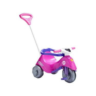 Imagem de Triciclo Infantil Lelecita Rosa com Pedal e Empurrador Calesita - 1006