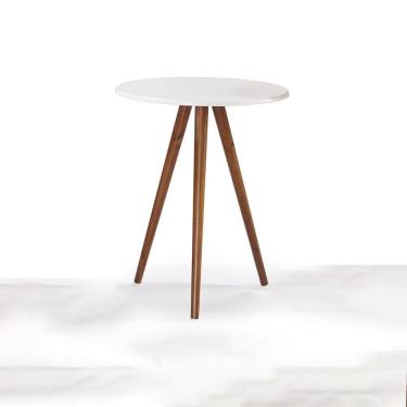 Imagem de Mesa de Apoio Média Tripé Pé Palito Hannover - Branco/Imbuia Glazer