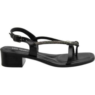Imagem de Sandália Salto Baixo Via Scarpa Strass Caviar Feminina-Feminino