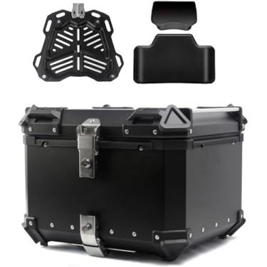 Imagem de MOTOCYCLE TOP CASE 28L 36L 45L 55L 65L 80L 100L Caixa traseira de turismo com suporte de suporte e moto de backrest Caixa de armazenamento de bagagem traseira de alumínio de 1,5 mm de espess