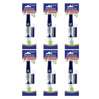 Imagem de Pincel para Quadro Branco Recarregável Desmontado Board Master Azul 6 Unidades - Pilot