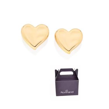 Imagem de Brinco Coração Martelado Banhado à Ouro Rommanel 527253, Dourado