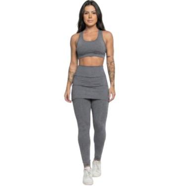 Imagem de Calça Legging Com Saia Vekyo Academia Tapa Bumbum Treino Suplex Moda F