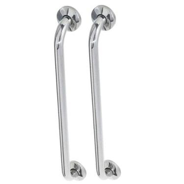 Imagem de Barra Alça Apoio 80cm Aço Inox Kit 2 Uni Banheiro Box Escada Corrimao 