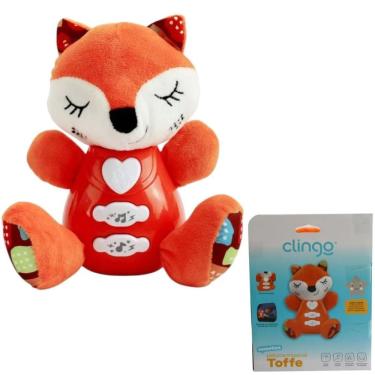 Imagem de Pelúcia Musical Infantil Raposa Musical Laranja com Som de Animais e Luz Suave para Acalmar Bebê Laranja Clingo