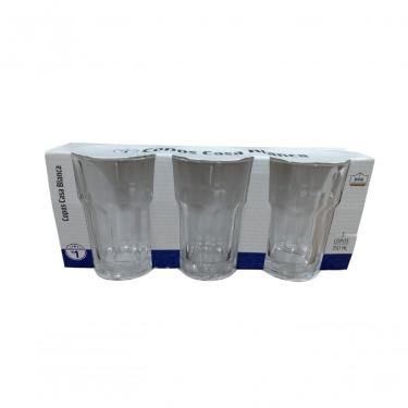 Imagem de Kit 3 Copos de Vidro Kit Copos Casa Blanca 350 ml para Bebidas Empilháveis para Casa e...