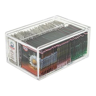 Imagem de Caixa Acrílico Organizadora, Sache Chá e Açúcar com 2 Nichos, Acrílico Cristal Cast Tra...