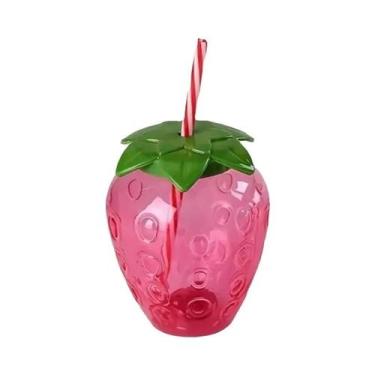 Imagem de Garrafa De Água Plástica De Morango Para Meninas, Copo Transparente Po