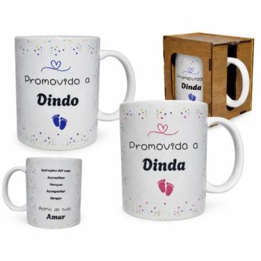 Imagem de Kit 2 Canecas Promovido a Dindo e Promovida a Dinda 300ml Tema:Padrinh