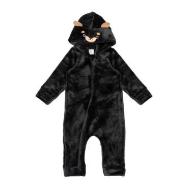 Imagem de Macacão Bebê Infantil Fofo Pelúcia Ursinho Inverno Quentinho - Tip Top