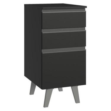 Imagem de Balcão De Cozinha 40 Cm 3 Gavetas Com Pés Preto Nice Madesa