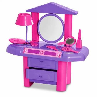 Imagem de Penteadeira Infantil Divplast Com Espelho Infantil E Acessórios Roxo e