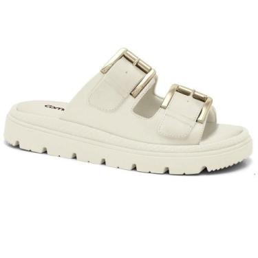Imagem de Tamanco comfortflex fivela dupla ref 2446402 feminino, 37, Creme