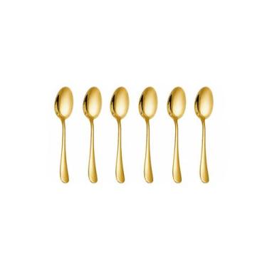 Imagem de Colher de Cafe Dourado Jogo Colheres Inox Pequena 6un - casa cha