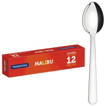 Imagem de Kit 12 Colheres para Sobremesa Tramontina Malibu em Aço Inox 23736000X