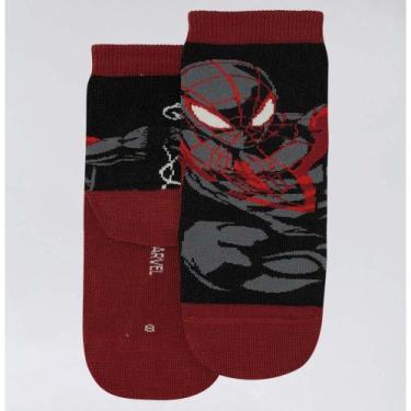Imagem de Meia Infantil Lupo Kids Spider Man Preta, Calçados 24 a 29