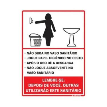 Imagem de Placa de Sinalização Acesso 15x20cm Procedimento Sanitário Feminino - 