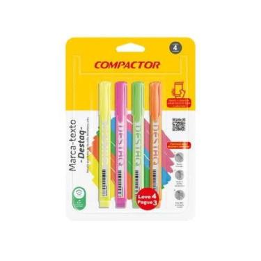 Imagem de Marca Texto Compactor Destaq Kit C/4 Cores