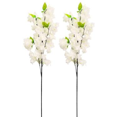 Imagem de Kit 2 Flor de Pêssego Branca Artificial Arranjo Premium 45cm Decoração