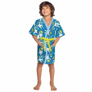 Imagem de Roupão Infantil Aveludado Quimono Space Dino Lepper, M