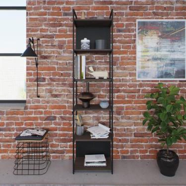 Imagem de Estante Alta com 6 Prateleiras 185x45x33cm com Fundo Yon Marrom/Terrac