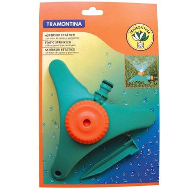 Imagem de Aspersor com Base de Apoio e Pontalete Modelo Estático Irrigação Precisa 68m2 Laranja com Verde Tramontina