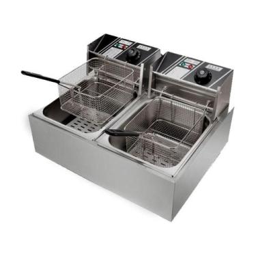 Imagem de Fritadeira Elétrica com Óleo Stevan Metal ZL-10-110-STM 2 Cubas 10L 36