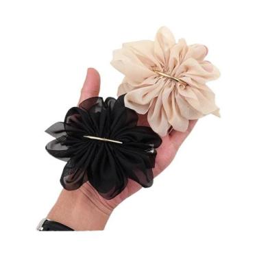Imagem de Presilhas De Cabelo Grandes Femininas Para Primavera, Em Metal Com Flo
