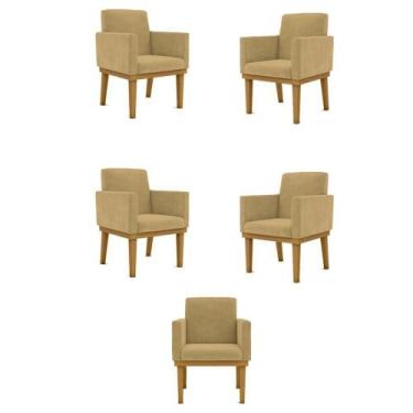 Imagem de Kit 05 Poltronas Decorativas Nina Reforçada Suede Marrom Capuccino Bal