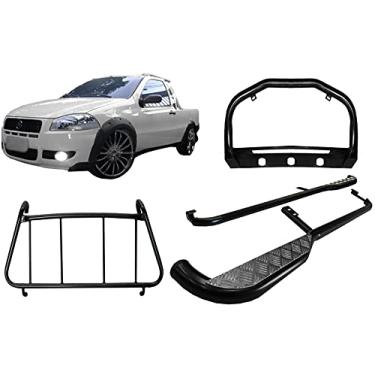 Imagem de KIT QUEBRA MATO+ESTRIBO+GRADE VIGIA STRADA ATÉ 2013 PRETO