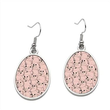 Imagem de Brincos com padrão sem costura com porcos engraçados – Brincos pendurados para meninas – Presente de festa de aniversário dos namorados, Metal, Sem pedras preciosas