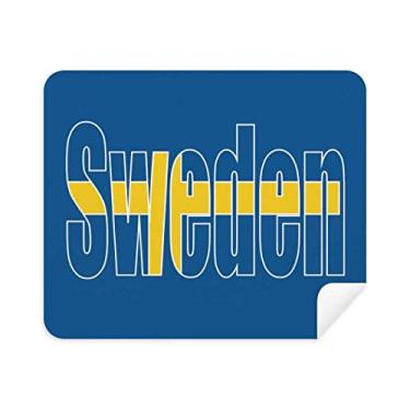 Imagem de Pano de limpeza de tela com nome da bandeira da Suécia, 2 peças, tecido de camurça