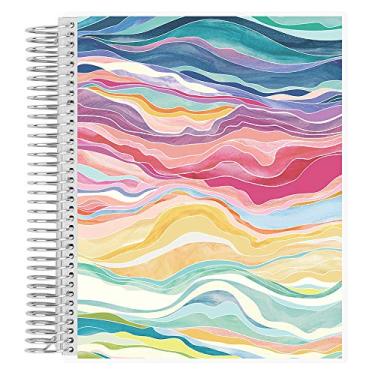Imagem de Erin Condren Caderno de produtividade encadernado em espiral de 17,8 cm x 22,8 cm – camadas coloridas, 160 páginas forradas e caderno organizador de listas de tarefas, papel moicano grosso de 36 kg,