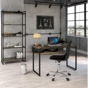 Imagem de Conjunto Home Office com Mesa para Escritório 120cm e Estante Multiuso Kuadra Espresso Móveis