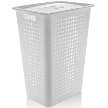 Imagem de Cesto Para Roupas Organizador Lavanderia 47 Litros Plástico Branco