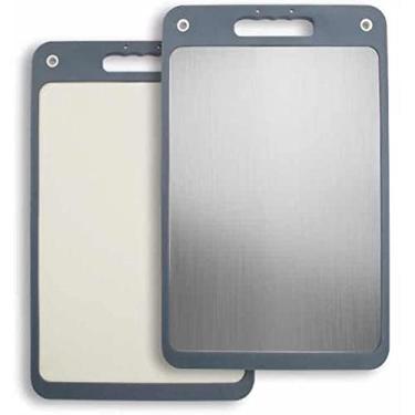 Imagem de Tabua De Corte Dupla Face De Aço Inoxidável antibactericida Cozinha Profissional