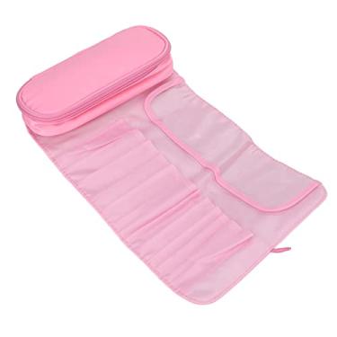 Imagem de Estojo de pincel de maquiagem, bolso divisor, estojo portátil de pincel de cosméticos, estojo rosa de pincel de maquiagem com bolsa de armazenamento pequena para