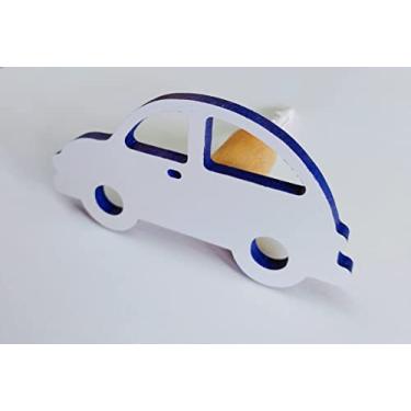 Imagem de 3 Ganchos penduradores de parede de Carrinho em MDF Cor:Azul Escuro