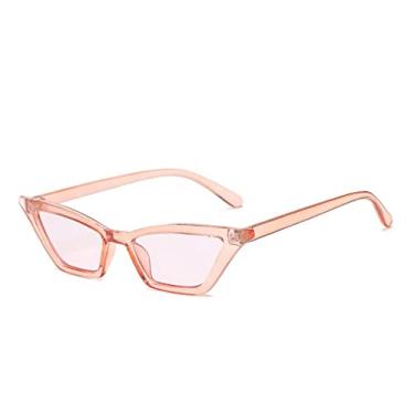 Imagem de Óculos de Sol Feminino Formato Pequeno Olho de Gato Quadrado Vintage Claro Rosa Vermelho Design Retro Óculos UV400,3,China