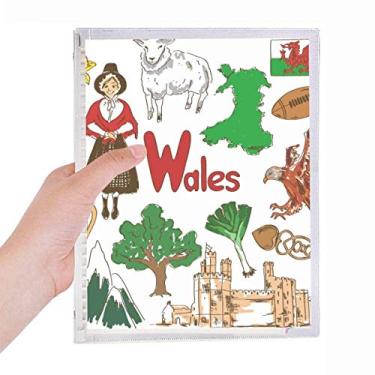 Imagem de Wales Landscap Caderno com bandeira nacional do Reino Unido diário de folhas soltas recarregáveis papelaria