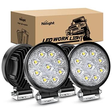 Imagem de Nilight 15016F-C Led 4PCS 4,5" 27w 3000LM Round Flood Light Pod Off Road Fog Driving Roof Bar Bumper para jeep, SUV, caçadores, 2 anos de garantia