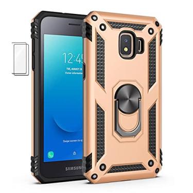 Imagem de Capa para Samsung Galaxy J2 Core (2020) Capinha com protetor de tela de vidro temperado [2 Pack], Case para telefone de proteção militar com suporte para Samsung Galaxy J2 Core (2020) (Ouro)