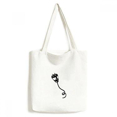 Imagem de Cabo de carregamento preto padrão sacola sacola sacola sacola de compras bolsa casual bolsa de mão