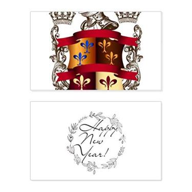 Imagem de Emblema de armadura medievais Cavaleiros da Europa Ano Novo Festival Cartão Bless Mensagem presente