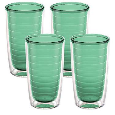 Imagem de Tervis Copo de mesa transparente e colorido feito nos EUA copo de viagem com isolamento de parede dupla mantém as bebidas frias e quentes, 473 g - pacote com 4, verde mangue