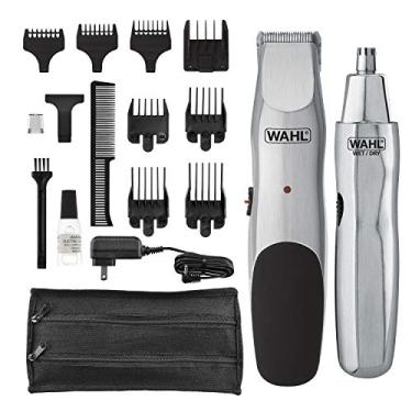 Imagem de Wahl Groomsman Kit de aparador de cabelo sem fio para homens para bigodes, cabelos, pelos do nariz e detalhes leves e cuidados com aparador de nariz de bateria elétrica molhada/seca – Modelo 5623V
